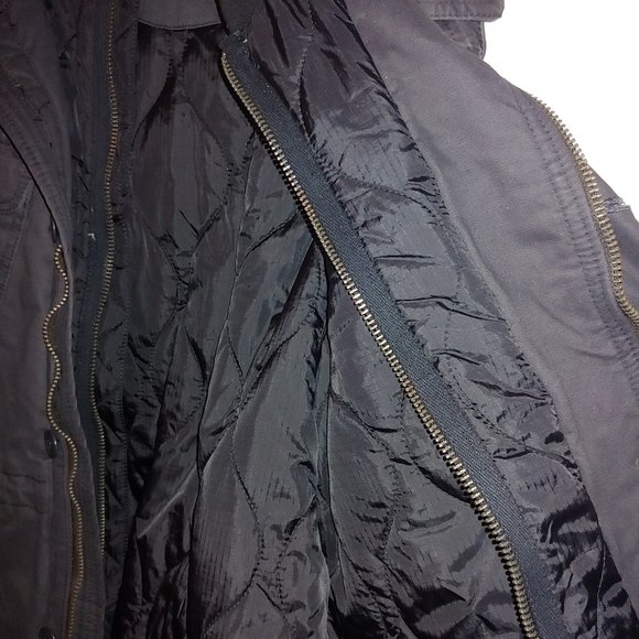 Abercrombie Charcoal Military Quilted Hoody Winter Jacket - Zip & Pull String - Picture 10 of 15